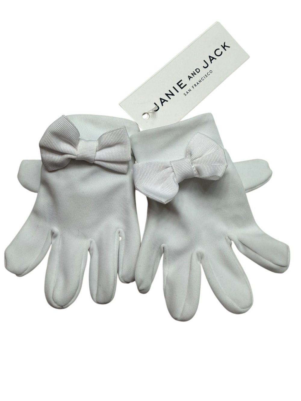 Janie and Jack White Bow Kids Mittens